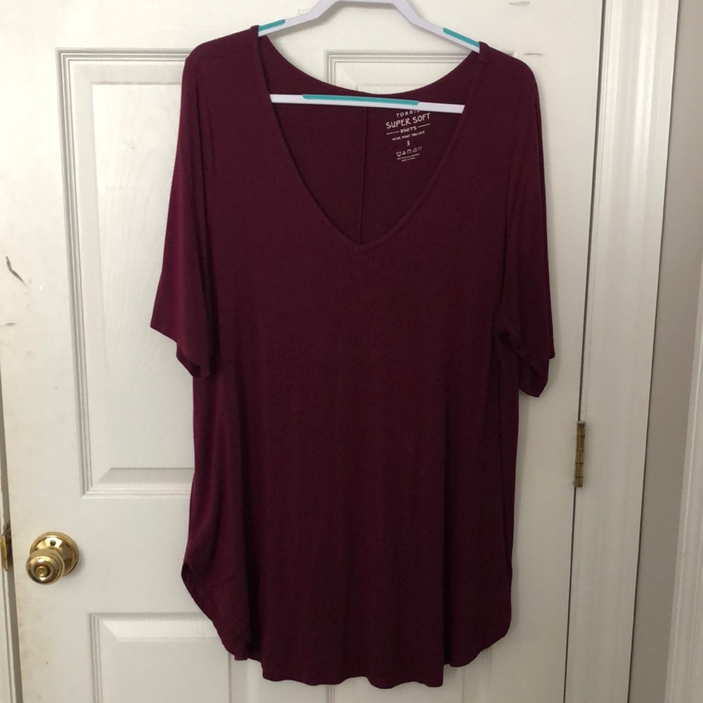 Torrid long plum colored knit blouse 3x